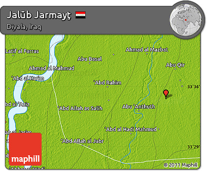 Physical Map of Jalūb Jarmayţ