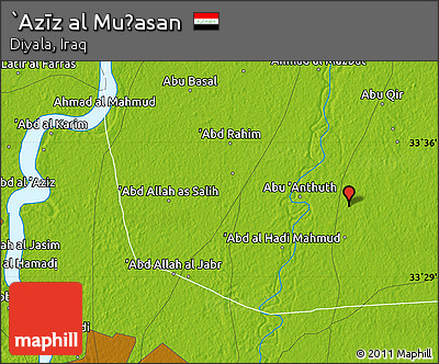 Physical Map of `Azīz Al Muḩasan