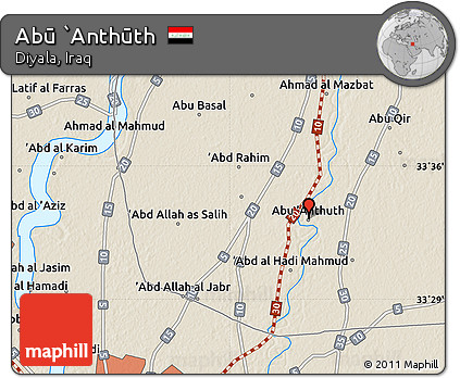 Shaded Relief Map of Abū `Anthūth
