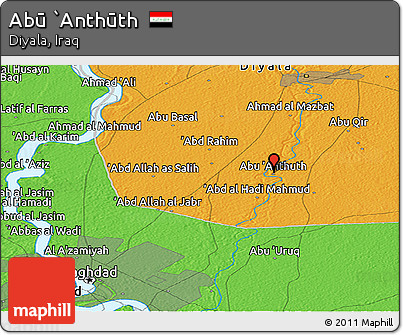 Political Panoramic Map of Abū `Anthūth
