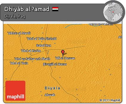 Political 3D Map of Dhiyāb Al Ḩamad