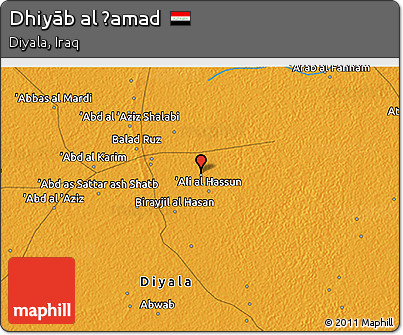 Political 3D Map of Dhiyāb Al Ḩamad