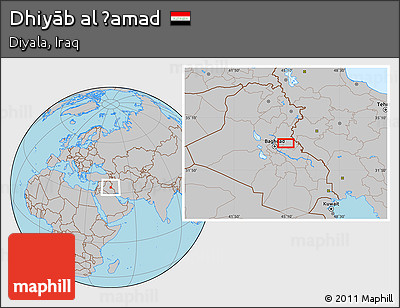 Gray Location Map of Dhiyāb Al Ḩamad