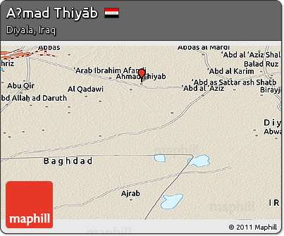 Shaded Relief Panoramic Map of Aḩmad Thiyāb