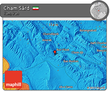 Political 3D Map of Cham Sārd