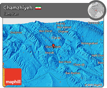 Political 3D Map of Chamzhīyeh