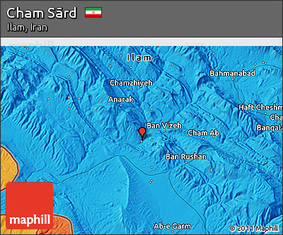 Political 3D Map of Cham Sārd
