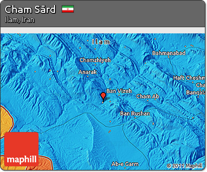 Political 3D Map of Cham Sārd