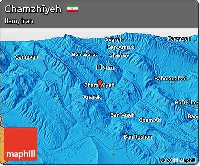 Political 3D Map of Chamzhīyeh