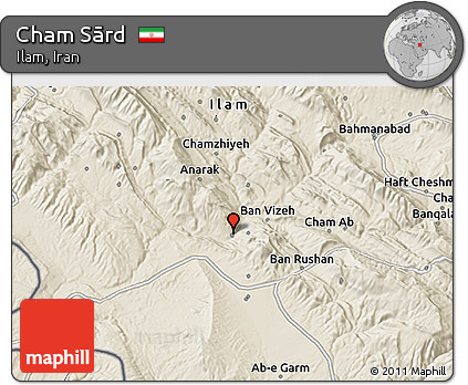 Shaded Relief 3D Map of Cham Sārd