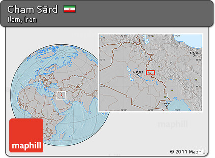 Gray Location Map of Cham Sārd, hill shading