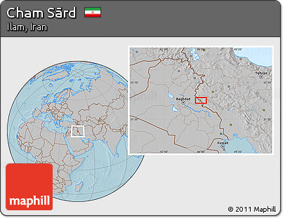 Gray Location Map of Cham Sārd, hill shading