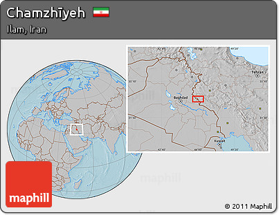 Gray Location Map of Chamzhīyeh, hill shading