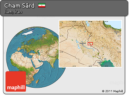 Satellite Location Map of Cham Sārd