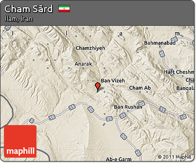 Shaded Relief Map of Cham Sārd