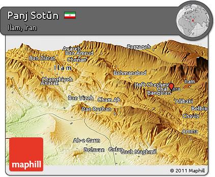 Physical Panoramic Map of Panj Sotūn