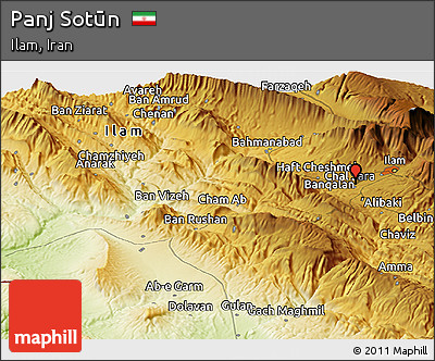 Physical Panoramic Map of Panj Sotūn