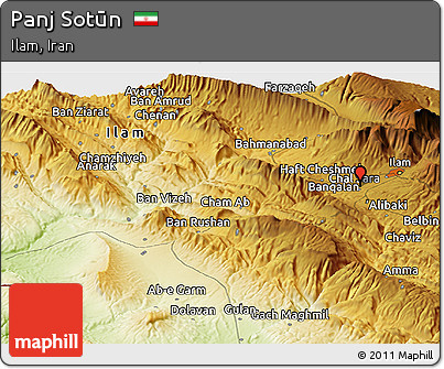 Physical Panoramic Map of Panj Sotūn