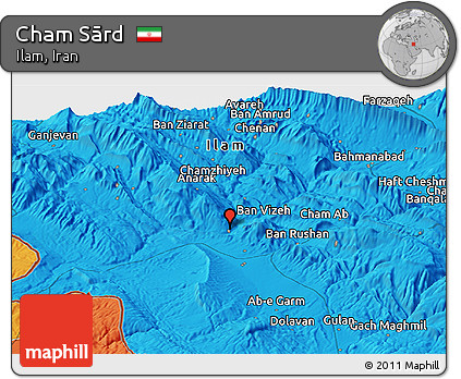 Political Panoramic Map of Cham Sārd