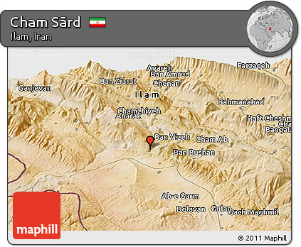 Satellite Panoramic Map of Cham Sārd