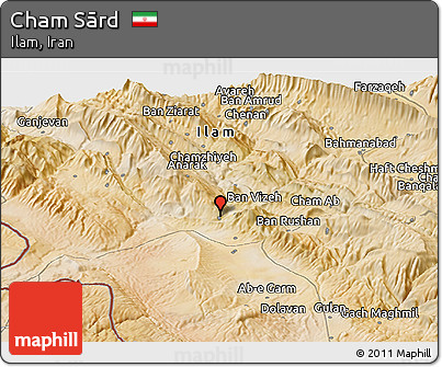 Satellite Panoramic Map of Cham Sārd