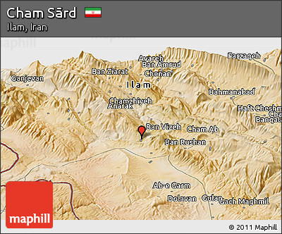 Satellite Panoramic Map of Cham Sārd