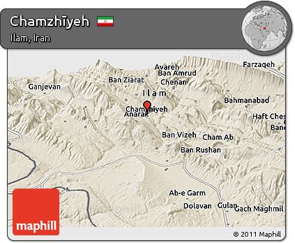 Shaded Relief Panoramic Map of Chamzhīyeh