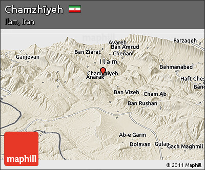 Shaded Relief Panoramic Map of Chamzhīyeh