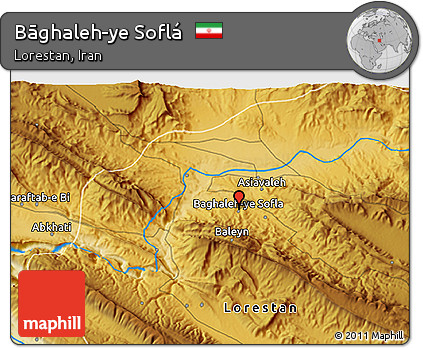 Physical 3D Map of Bāghaleh-ye Soflá