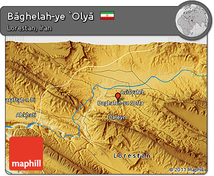 Physical 3D Map of Bāghelah-ye `Olyā