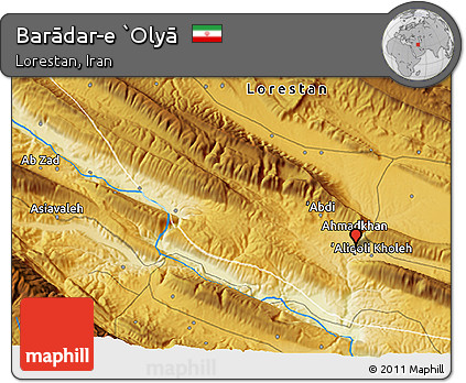 Physical 3D Map of Barādar-e `Olyā