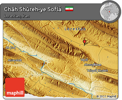 Physical 3D Map of Chāh Shūreh-ye Soflá