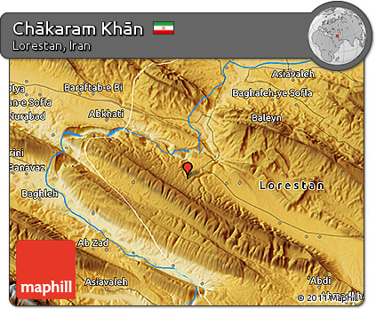 Physical 3D Map of Chākaram Khān