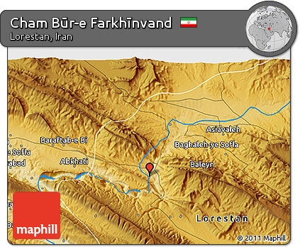 Physical 3D Map of Cham Būr-e Farkhīnvand