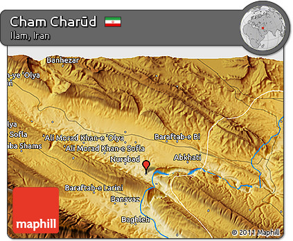 Physical 3D Map of Cham Charūd