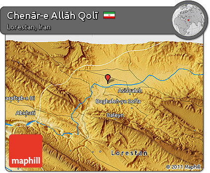 Physical 3D Map of Chenār-e Allāh Qolī
