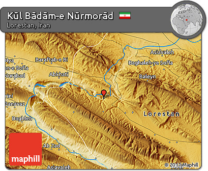 Physical 3D Map of Kūl Bādām-e Nūrmorād