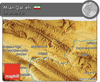Physical 3D Map of Mīān Qal`eh