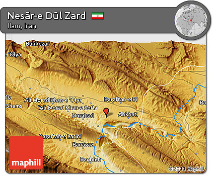 Physical 3D Map of Nesār-e Dūl Zard