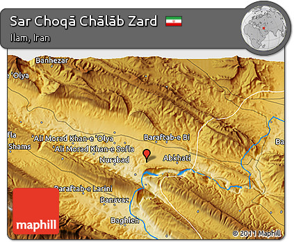Physical 3D Map of Sar Choqā Chālāb Zard