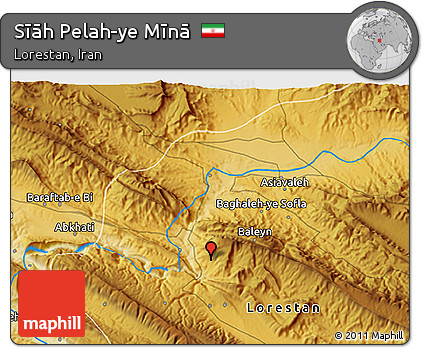 Physical 3D Map of Sīāh Pelah-ye Mīnā