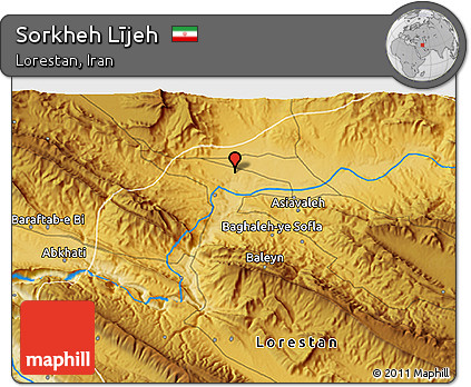 Physical 3D Map of Sorkheh Lījeh