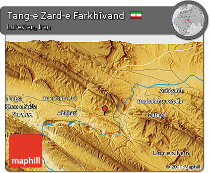 Physical 3D Map of Tang-e Zard-e Farkhīvand