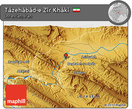 Physical 3D Map of Tāzehābād-e Zīr Khākī