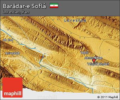 Physical 3D Map of Barādar-e Soflá