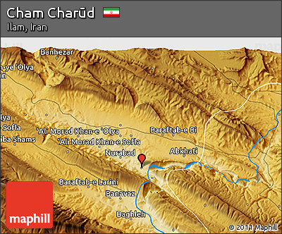 Physical 3D Map of Cham Charūd