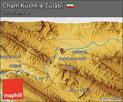 Physical 3D Map of Cham Kūshk-e Ţūlābī