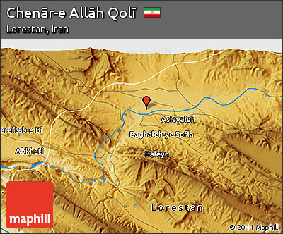 Physical 3D Map of Chenār-e Allāh Qolī