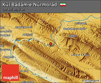 Physical 3D Map of Kūl Bādām-e Nūrmorād