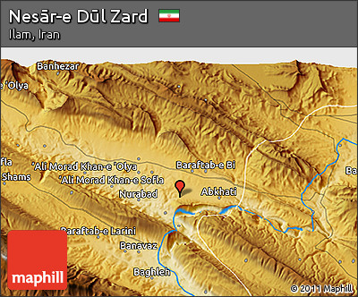 Physical 3D Map of Nesār-e Dūl Zard